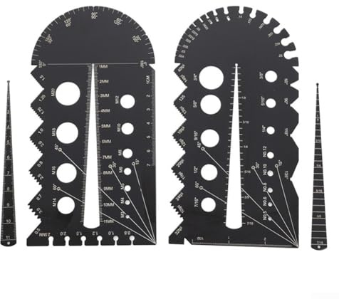 Misuratore di filettatura metrica e imperiale, strumento di misurazione per viti, dadi, bulloni con intervallo da 3 mm a 22 mm e tester di precisione in lega di alluminio da # 4 a 1 pollice
