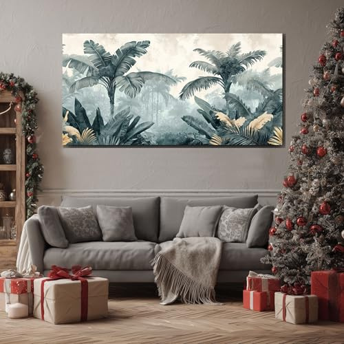 ZORYAN Arte Foglia Di Banano Stampe su Tela Murale Natura Esotica Quadri Moderni per Salotto Decorazione da Parete Grandi Immagine per Camera da Letto con Cornice 60x120 cm