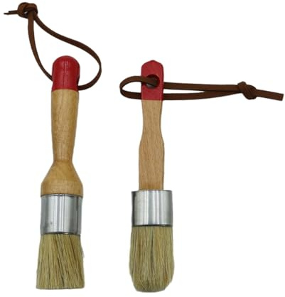 Namvo Lot de 2 pinceaux de Peinture à la Craie et à la Cire en Poils de hêtre pour la Peinture de Meubles, décoration d'intérieur, Loisirs créatifs (Rouge)