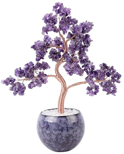 Maitawa Amethyst Kristall Bonsai Baum Feng Shui für Wohlstand & Glück | Größe 24 Zentimeter Spirituelles Geschenk für Frauen zu Geburtstagen, Geburtstag und aumdekoration
