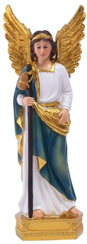 Statua dell'Arcangelo Raffaele 9 pollici Arcangelo Raffaele Figurine di angelo cattolico Decorazione religiosa cristiana Scultura di angelo custode per figurine di ufficio domestico Decorazione re