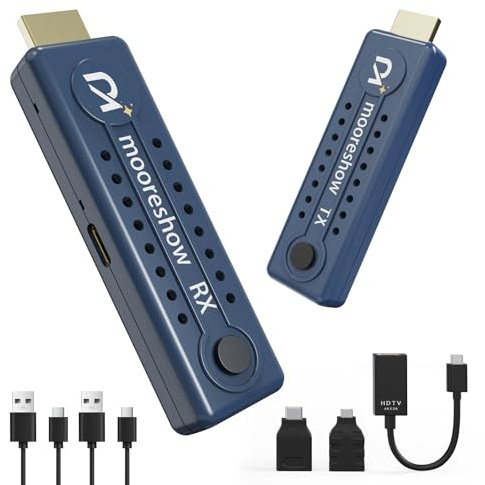 Wireless HDMI Transmitter and Receiver 328FT/100M,4K Decode 1080P@60Hz Wireless HDMI Extender,Plug and Play Portable 2.4G&5G Dual Band for Streaming Video and Audio to Monitor from Laptop/TV Box