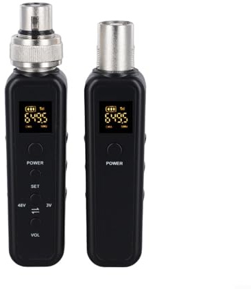 Convertisseur de microphone sans fil UHF avec émetteur-récepteur XLR pour micro dynamique, audio haute fidélité à faible latence, portée de 40 m, réponse en fréquence 20 Hz à 20 kHz, noir (640-690)