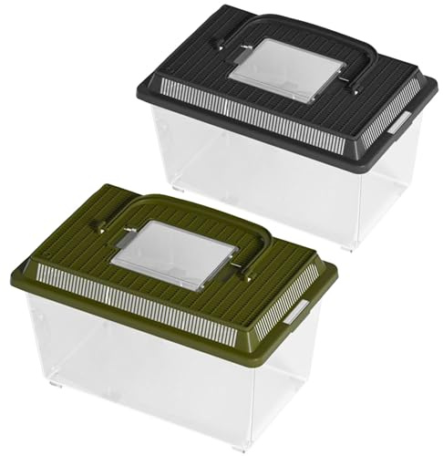 Terrarium för reptiler – matlåda och uppfödningsbehållare orm| bärbar livsmiljö för kräftor, sköldpaddor och grodor | Med slip- och fuktfunktion för eller skolan