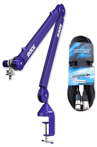 Rode PSA1+ Plus Tisch-Mikrofonarm Gelenkarm Lila mit keepdrum XLR Kabel