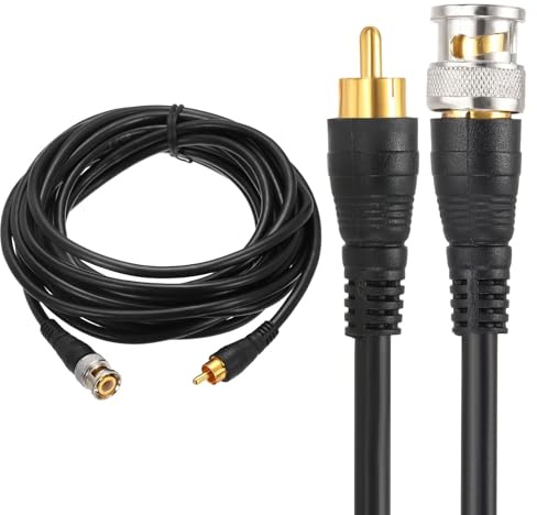 sourcing map BNC Male to RCA Male Coaxial Cable, 5M RG59 75-3, Black | Video Cable Extension Connector for DVR CCTV Camera Security System Monitor Video Connection