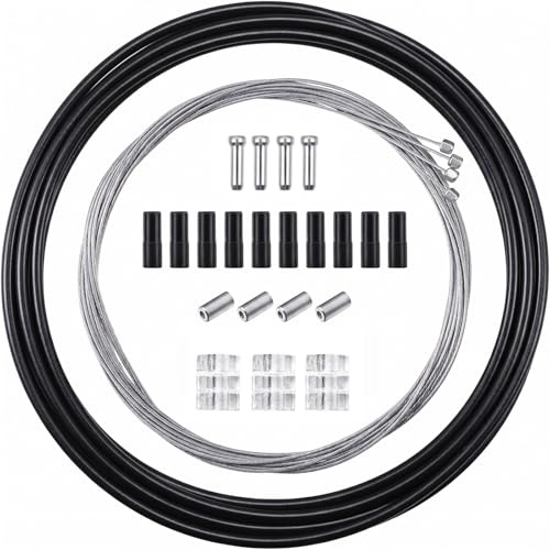 4 PCS Bicycle Cycling Shifter Cable,2 M Bike Brake Gear Shifter Cable | Durable and Weather Resistant,Universal Bicycle Change Cable Bike, Gear Cable, Cable Sleeve, Suitable for Road Bikes, Black