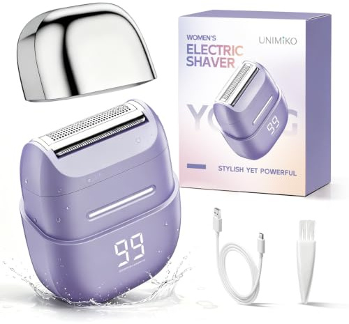 Elektrischer Rasierer Damen, Damenrasierer Elektrisch, Rasierer Damen Elektrisch Mit Doppelklingen, Wasserdicht IPX6, Ideal Für Beine Gesicht Bikinizone, Geschenk Für Frauen,lady Shaver(Lila+Premium）