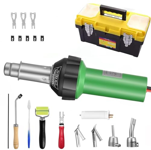Trsaow 1600W Hot Air Gun 20℃- 600℃, Floor Welder Variable Temperature Control 21 Pieces Hot Air Gun Kit, Plastic Welder Tool, Handheld Plastic Welder DIY Stripping Paint,Shrinking PVC,Home Improvemen