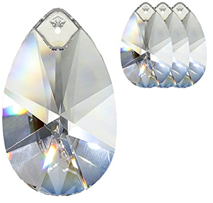 4X Kristall Mandel 50mm mit Sternschliff Sonnenfänger Regenbogenkristall Feng Shui Bleikristall Kristallglas und Nylonfaden