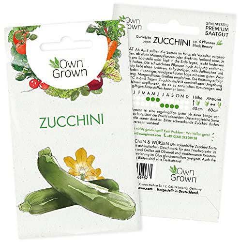 Zucchini Samen: Premium Zucchini Saatgut für die Anzucht von ca. 5 Zucchini Pflanzen – Samenfeste Zuchini Samen – Gemüse Pflanzen Samen für Anzucht – Gemüse Saatgut von OwnGrown