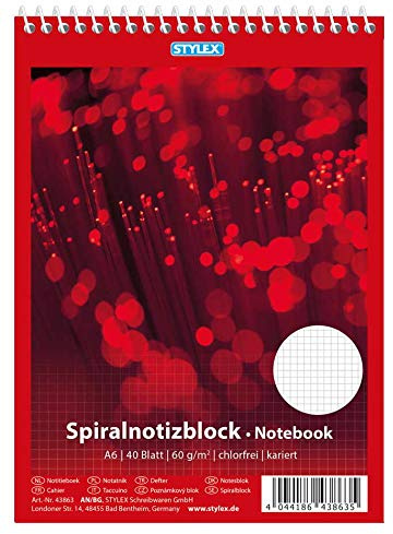 10x Spiral-Notizblock / Schreibblock / DIN A6 / kariert