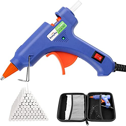 Dweyka Pistolet à Colle Chaude 75pcs Bâtons Chauffrage Rapide et Sûr Pistolet à Colle 20W, y Compris un Sac à Outils, Anti écoulement pour Réparation, Artisanat, DIY, Maison, Bricolage, Bureau-Bleu