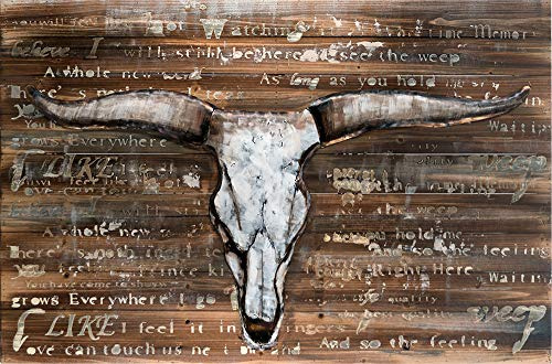 Vintage Line Handgefertigtes Metallbild verschiedene Motive 3D-Bild ca.115x75cm (Buffalo Skull)