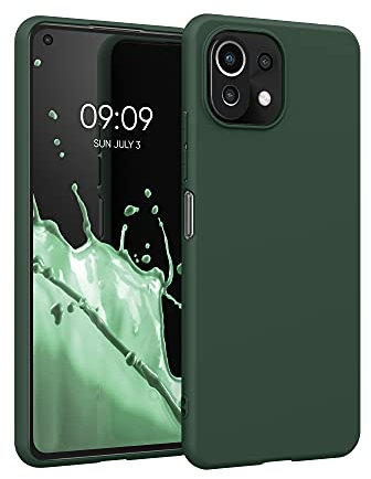 kwmobile Hülle kompatibel mit Xiaomi 11 Lite (5G) NE/Mi 11 Lite (5G) Hülle - weiches TPU Silikon Case - Cover geeignet für kabelloses Laden - Moosgrün