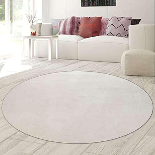 Teppich-Traum Alfombra Shaggy Flokati Redonda en Crema, 120 cm