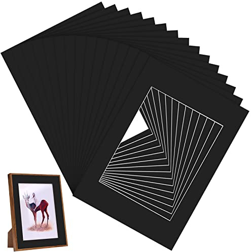 Yoosso 15 schwarze Passepartouts, A4-Foto-Passepartout, Schrägschnitt-Passepartout, Bildmatten für 20,3 x 15,2 cm große Bilder, Poster, Gemälde, Fotoarbeiten