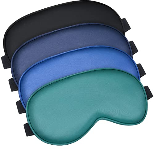 BBTO 4 Pack Silk Sleep Eye Mask, Royal Blue, Dark Green, Navy Blue, Black