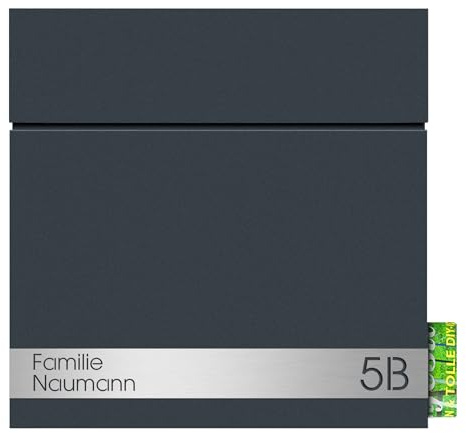 Design-Wandbriefkasten mit Zeitungsrolle personalisiert anthrazit (RAL 7016) Mocavi Box 715 Stick 507 Postkasten Zeitungsfach Briefkasten