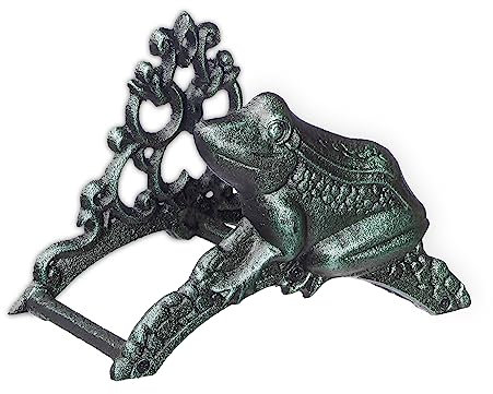 Relaxdays Support Mural pour Votre Tuyau d’arrosage, Grenouille, Vintage, Fonte de Fer, HLP 18,5x26,5x16,5 cm, Vert