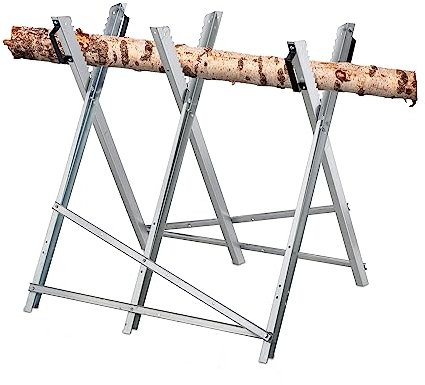 Relaxdays Sägebock, Holzsägearbeiten, klappbar, Sägegestell für Kettensägen, HBT: 80x80x85 cm, Holzbock, Stahl, Silber