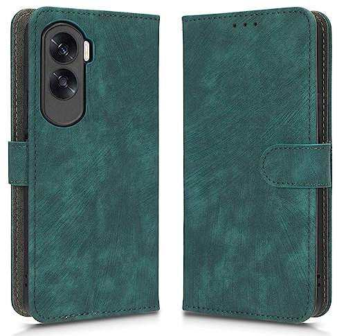 XINNI RFID Protective Phone Case for Honor 90 Lite 5G, PU/TPU Flip Leather Shockproof Cover, Green