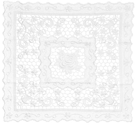 sourcing map Platzdeckchen mit Retro-Spitze, 38,1 x 38,1 cm, quadratisch, bestickt, französische Häkeldeckchen, Untersetzer, Tassenmatte, Tischset, Platzset für Zuhause, Hochzeit, Weiß