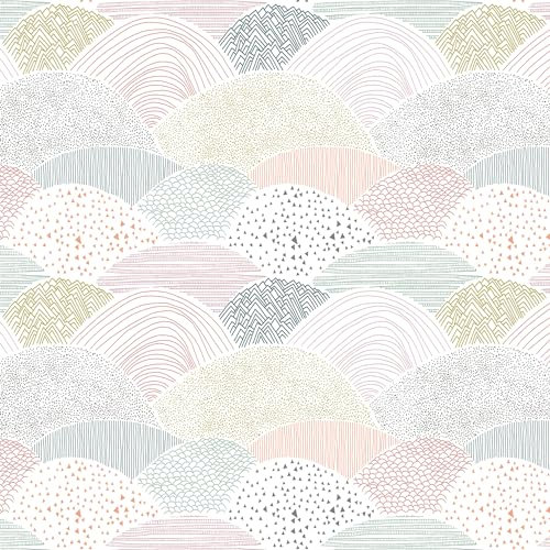 Timeet Peel and Stick Wallpaper 39x1200cm Self Adhesive Wallpaper Striped Contact Paper Colorful Hill Pattern Sticky Back Vinyl Soft Colour Film Decorative Film for Living Room Bedroom