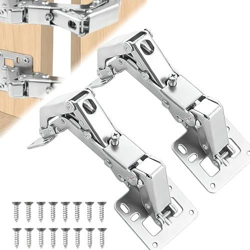 Palmcee Kitchen Cupboard Hinges, 2pcs Cabinet Hinges Soft Close Hinges with Screws, 170° Full Overlay Mute Hinges Self-Close Mechanism Hinge Heavy Duty Concealed Hinges for Cupboard Wardrobe Doors