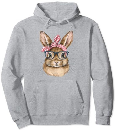 Osterhase mit Brille und Stirnband Bandana Pullover Hoodie