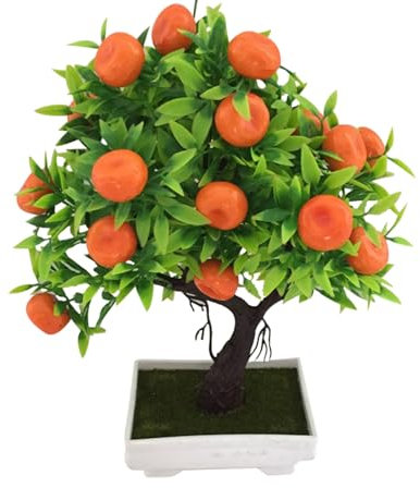 Kripyery Künstlicher Orangenbaum, künstlicher Kunstpflanzentopf, Bonsai, attraktiv zum Dekorieren