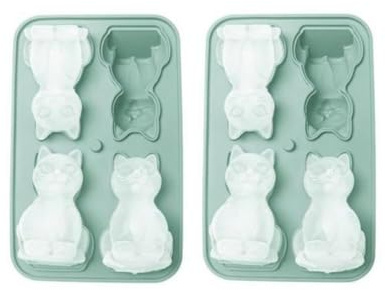 2 stück Katze Eisformen Silikon, Katzen Eiswürfelform Lustig, Wiederverwendbar Eiswürfel Kugel Form Mit Deckel Für Die Herstellung, Eiswürfelform Rund Formen Silikon Für Kugel Whiskey, Cocktail