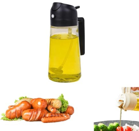 tkerinse Oil Sprayer for Cooking, Olive Oil Sprayer Mister, 2 in 1 Olive Oil Dispenser Bottle for Kitchen, Refilable Olive Oil Pump Spray Bottle for Baking, Frying, BBQ, Salad, Cooking(black)