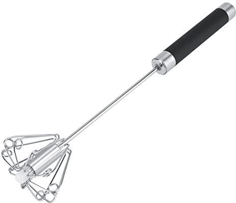 WPKD BLUEIY Semi-Automatic Egg Whisk Beater,Egg Whisk Beater,Stainless Steel Whisk,for Baking Stirring Whisking Beating (24x5.5cm,58g,Silver)