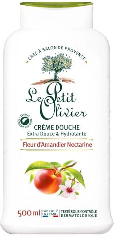 LE PETIT OLIVIER - Crème Douche Extra Douce & Hydratante - Fleur d'Amandier Nectarine - PH Neutre Pour La Peau - Sans Savon, Sans Colorant - Fabriqué En France - 500 ml