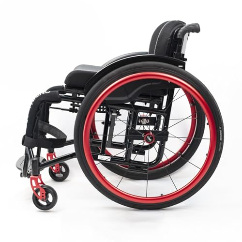 Leichter Rollstuhl für Erwachsene, Aluminium-Legierung, Sport-Klapp-Rollstuhl, selbstfahrende manuelle Rollstühle, Mobilitätshilfen für Erwachsene, mit Handbremsen, Schnellspanner-Hinterräder (Gr