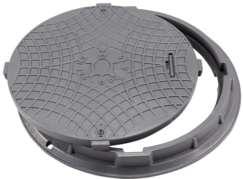 Couvercle de Regard BabylonPlast DN600/750 Couvercle de Réservoir de Regard A15 Ø600/750 mm, Capacité de charge jusqu'à 15 kN, Résistant aux UV et à la température (Gris)