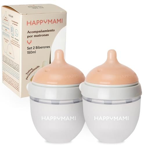 Happymami 2er Set Babyflaschen (Brustähnlich) - Baby Erstausstattung für Neugeborene - Personalisierbar & Anti-Kolik - Ideal für Zwiemilch, BPA-Frei (Türkis 150ml)