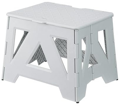 SHIMOYAMA Klapphocker, 9,6 Zoll (24.5 cm) Höhe Plastik Hocker für Erwachsene, 100 kg Tragfähigkeit, Campinghocker für Zuhause, Outdoor, Reisen, Picknick (Hellgrau)