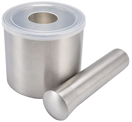 Juego de mortero y mortero, molinillo de especias, molinillo de cocina, acero inoxidable, molinillo de especias, picadora de pastillas, con tapa para picar, moler