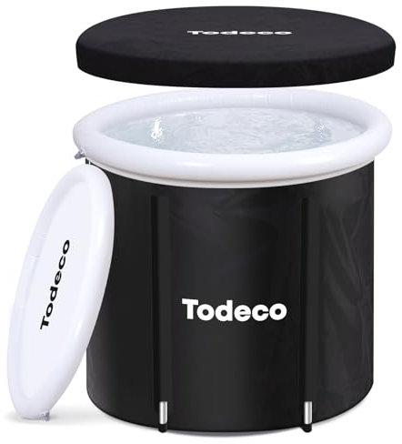 Todeco Eisbaden Tonne Premium Eisbad mit Abdeckung & Metallrahmen, 75cm Kryotherapie Ice Bath Tub für Sportler & Anfänger, Eistonne mit 5 dicken Isolierschichten