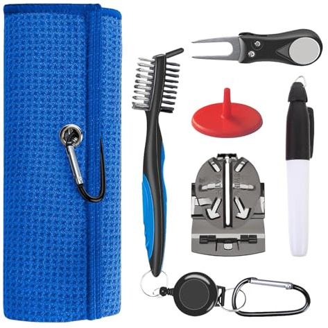 Mikrofaser-Golfhandtuch Golfschläger-Reinigungsbürste Club Groove Reinigungsbürste, Golfschläger-Bürste, Golf Bürste, Golfschläger Reinigungsbürste Golfreinigungsset 6 teiliges，Golfball-Handtuch