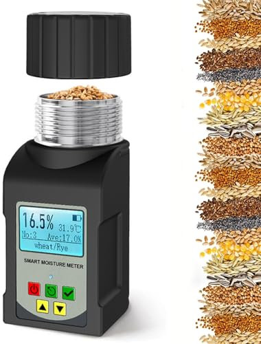 SUZLAZYR Misuratore di umidità Portatile, capacità Tazza 90mL Gamma 4,6%~36% Misuratori di umidità digitali per Cereali per caffè, Cacao, Riso, Grano, Misurazione dell'umidità di 25 Tipi di Cereali