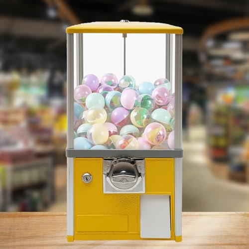 Kaugummiautomat,Transparenter Kaugummiautomat,Bonbonspender Preisautomat,Automatischer Kapsel Automat für Einzelhandelsgeschäfte,für Zuhause, Spieleladen, Convenience Store(Yellow,10 PENNY/Two Times)