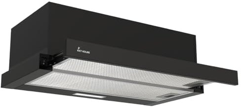 KKT KOLBE Dunstabzugshaube 60 cm | Schwarz | Abluft | Umluft | Einbauhaube | Flachschirmhaube | Edelstahl | Druckknopf Bedienung | LED-Beleuchtung | TEL350S