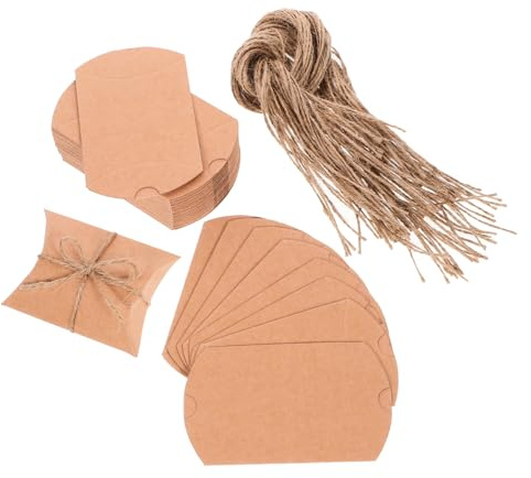 FRCOLOR Geschenkboxen Klein 50 Stück Schachteln Kissenschachteln Kleine Kissenschachteln Kissenschachteln Mini Geschenkboxen Hochzeitsparty Boxen Kraftpapier Kissenschachteln Geschenkschachtel Klein