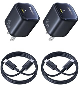 Baseus 45W USB C Charger Block, 2 Pack PPS Fast Charger Type C with USB-C Cable for iPhone 17/16/15 Series, iPad, Galaxy S24 Ultra and More Series