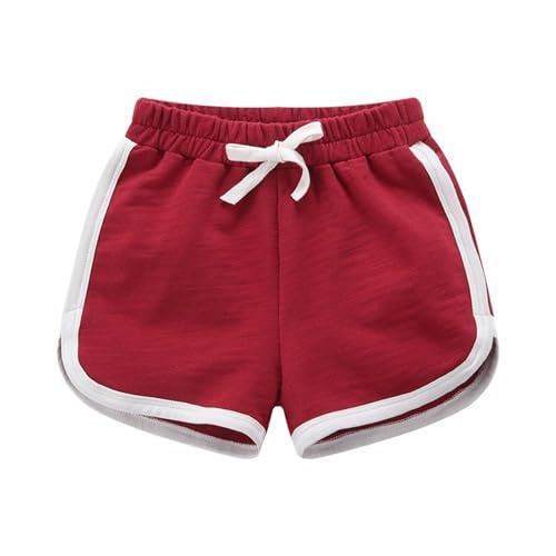 YAQUEKOU Short court pour fille et garçon - Short de sport en coton - Short pour enfants - Short court pour adolescent et fille - Short de cyclisme d'été pour la gym - 2 à 15 ans, rouge, 2-3 ans