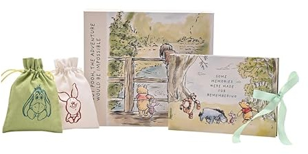 Disney Winnie Puuh Erinnerungsbox mit Fotoalbum und Aufbewahrungstasche | Baby Erinnerungsbox für Jungen & Mädchen | Pooh Bear Geschenkset für Neugeborene, Kleinkinder oder Disney Fan Sammler