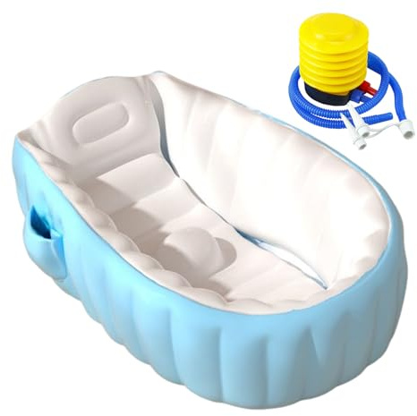 Bañera hinchable para niño pequeño Ducha Portátil Plegable Y Antideslizante | Bañera de Viaje Portátil con Bomba de Pie Para Bañera Inflable Niños Interior Baño Hogar Exterior Viaje Vacaci